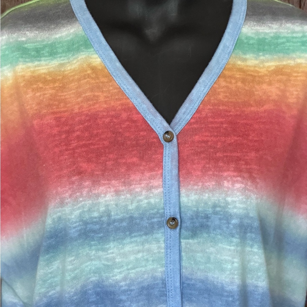 For The Republic Bright Striped Button-Up Women's Top - Picture 4 of 11